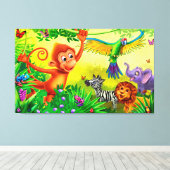 Jungle-Tiere Riesengebirge Leinwand Kinderschlafzi (Insitu (Holzboden))