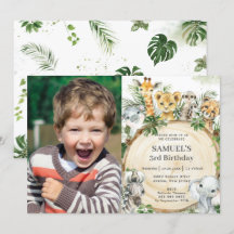 Jungle Tiere Rustikales Holz Slice Geburtstag Foto