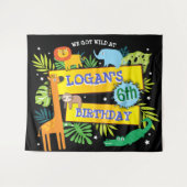 JUNGLE TIERE SAFARI ZOO Birthday BANNER SIGN Wandteppich (Vorderseite (Horizontal))