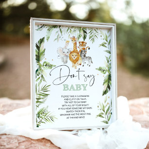 Jungle-Tiere Sagen Sie nicht Babydusche Poster