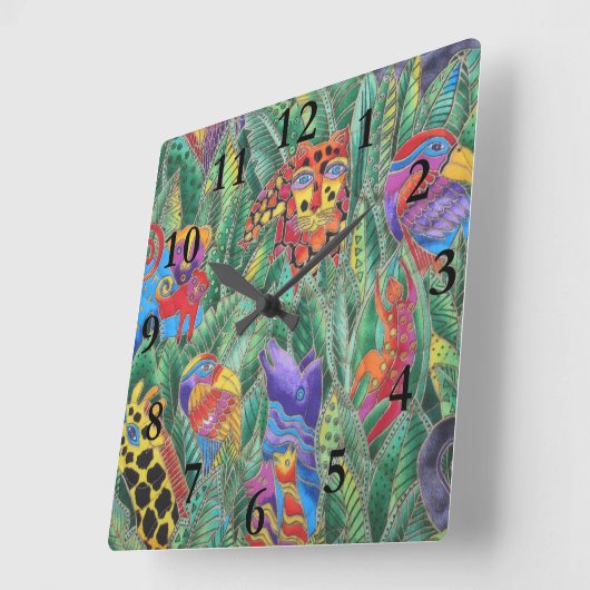 JUNGLE TIERE SCHLIESSEN QUADRATISCHE WANDUHR (Winkel)