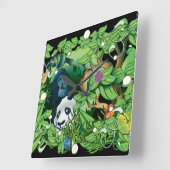 Jungle-Tiere-Uhr Quadratische Wanduhr (Winkel)