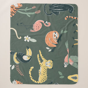 Jungle Tiere Vintag Flora Fauna Sherpadecke