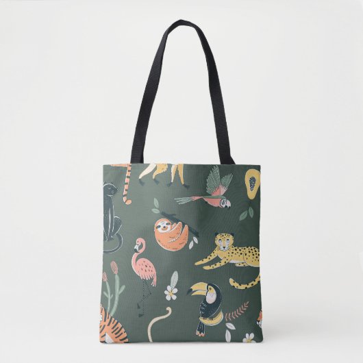 Jungle Tiere Vintag Flora Fauna Tasche (Vorderseite)