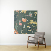 Jungle Tiere Vintag Flora Fauna Wandteppich (Beispiel)