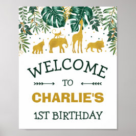 Jungle Tiere WILL ONE Tropical Birthday Willkommen Poster