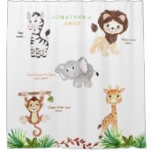 Jungle-Tiere Witziger Individuelle Name Weiß Duschvorhang (Vorderseite)