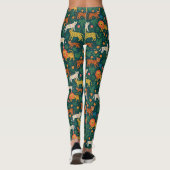 Jungle-Tiermuster mit Blume Leggings (Rückseite)