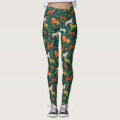 Jungle-Tiermuster mit Blume Leggings (Vorderseite)