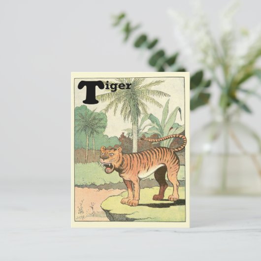 Jungle Tiger Animal Alphabet Postkarte (Stehend Vorderseite)
