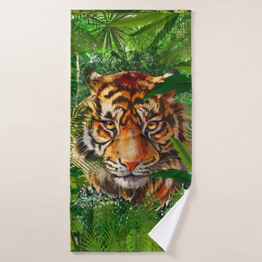Jungle Tiger Badetuch Set | Farbenfrohe Tiger Art Badehandtuch (Badehandtuch)