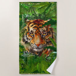 Jungle Tiger Beach Handtuch | Farbiger Tiger