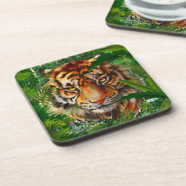 Jungle Tiger Beverage Coaster | Farbenfrohe Tiger  Getränkeuntersetzer