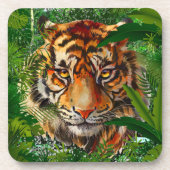 Jungle Tiger Beverage Coaster | Farbenfrohe Tiger  Getränkeuntersetzer (Vorderseite)