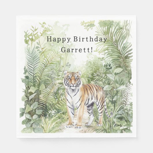 Jungle Tiger Birthday Serviette (Vorderseite)