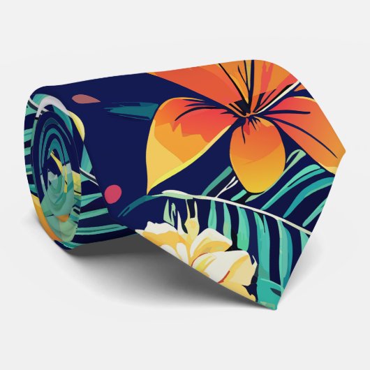 Jungle Tiger Blumenmuster Krawatte (Gerollt)