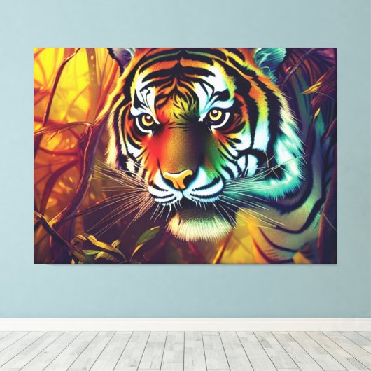 Jungle Tiger Canvas Print Leinwanddruck (Insitu (Holzboden))