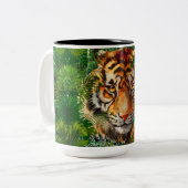 Jungle Tiger Coffee Tasse | Farbiger Tiger Art Cup (Vorderseite Links)