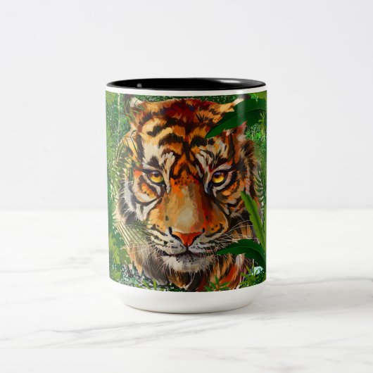 Jungle Tiger Coffee Tasse | Farbiger Tiger Art Cup (Mittel)