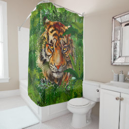 Jungle Tiger Duschvorhang | Green Tiger Art
