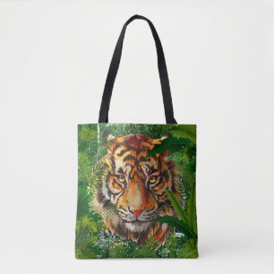 Jungle Tiger Farblich Zeichnend Tiger Tote Bag Tasche