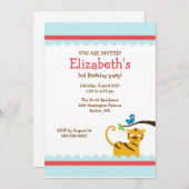 Jungle Tiger Girl's Birthday Einladung (Vorne/Hinten)