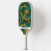 Jungle Tiger Palm Leaf Muster Benutzerdefinierter Pickleball Schläger (Links)