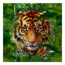 Jungle Tiger Poster - farbenfrohe Tiger Poster Glo