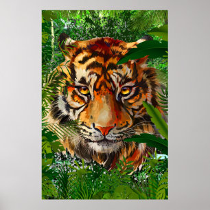 Jungle Tiger Poster   Farbiges Tiger-Poster
