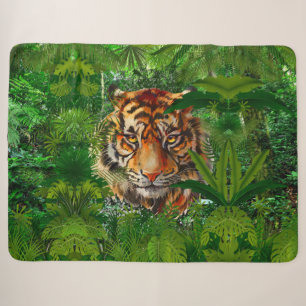 Jungle Tiger Sherpa Blanket Farbiger Tiger Sherpadecke