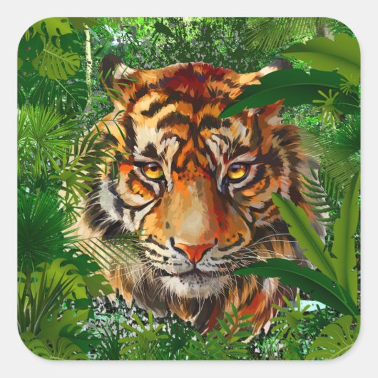 Jungle Tiger Sticker | Farbenfrohe Tiger Art (Vorderseite)