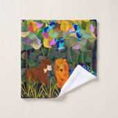 Jungle Tiger Sun Bear Peacock Affe Indischer Rolle Badhandtuch Set (Waschlappen)