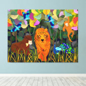 Jungle Tiger Sun Bear Peacock Affe Indischer Rolle Leinwanddruck (Insitu (Holzboden))