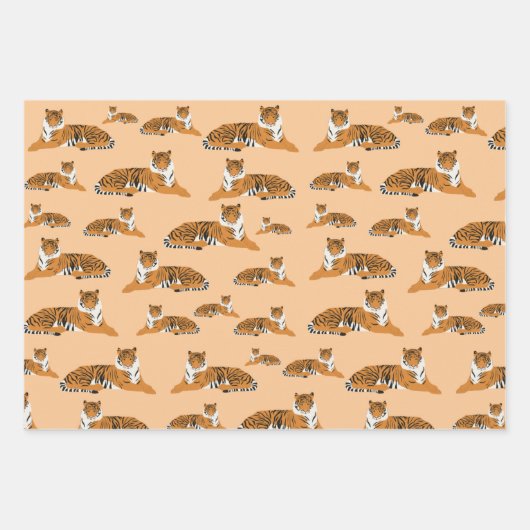 Jungle Tiger Tiermuster Geschenkpapier Set (Vorderseite)