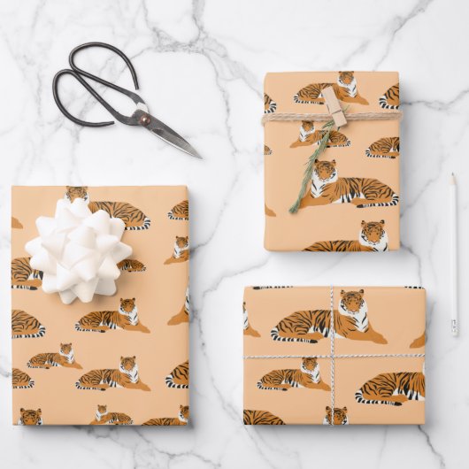 Jungle Tiger Tiermuster Geschenkpapier Set (Vorderseite)