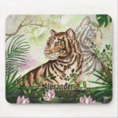 Jungle Tiger und Water Lilies Personalisiert Mousepad (Vorne)