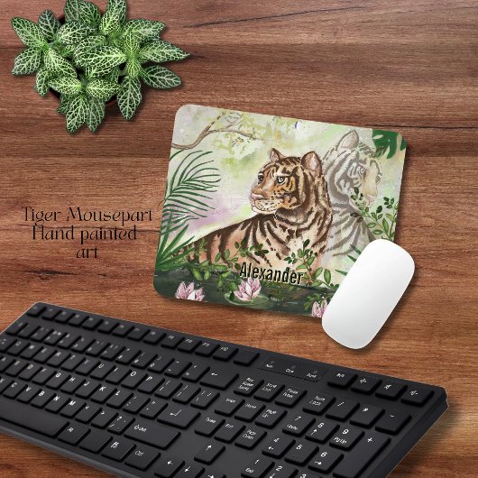 Jungle Tiger und Water Lilies Personalisiert Mousepad