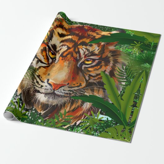 Jungle Tiger Wrapping Paper | Farblich Zeichnend Geschenkpapier (Ungerollt)