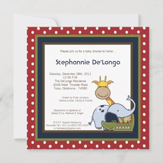 Jungle Time Zoo Animals Lio Kinderdusche Einladung (Vorderseite)