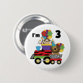 Jungle Train 3. Geburtstag Tshirts und Geschenke Button (Vorne & Hinten)