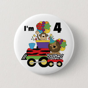Jungle Train 4. Geburtstag Tshirts und Geschenke Button