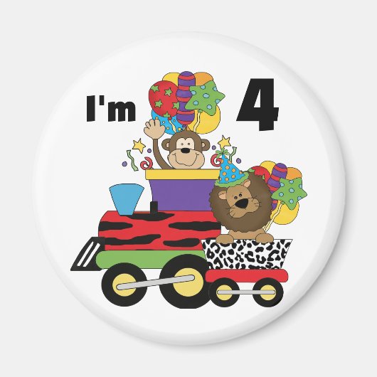 Jungle Train 4. Geburtstag Tshirts und Geschenke Magnet (Vorne)