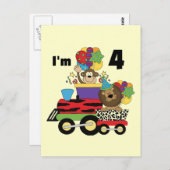 Jungle Train 4. Geburtstag Tshirts und Geschenke Postkarte (Vorne/Hinten)