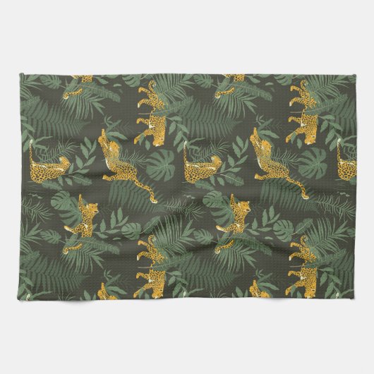 Jungle Tropical Camouflage Leopard Jungle Muster Geschirrtuch (Horizontal)