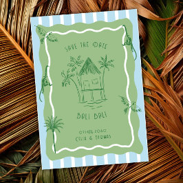 Jungle Tropical Retro Destination Wedding Coastal  Save The Date
