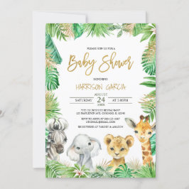 Jungle Tropical Safari Animals Baby Dusche Einladung