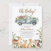 Jungle Truck Kinderdusche Einladung (Vorderseite)