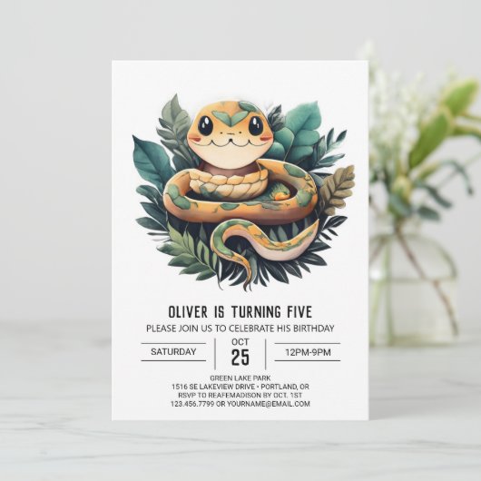 Jungle Viper Slither Einladung (Stehend Vorderseite)