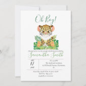 Jungle Watercolor Baby Dusche Leopard Einladung (Vorderseite)