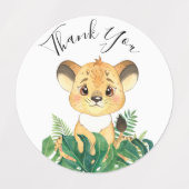 Jungle Watercolor Babydusche Löwe Etiketten (Design 2)